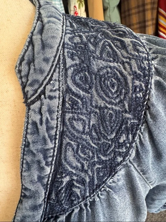 Pilcro Light Blue Denim Tunic with Embroidered Yoke - Picture 4 of 7